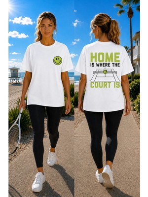 Vodexa Unisex Oversize Tennis Baskılı T-Shirt %100 Pamuk Tenis 28TEMALI Rahat Kalıp Kısa Kollu Tişört