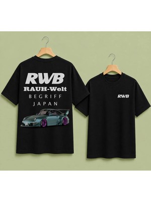 Vodexa Ünisex Oversize T-Shirt Rwb Baskılı %100 Pamuk Tişört Rahat Kalıp