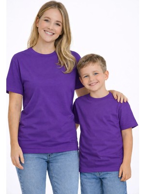 Vodexa Anne Erkek Çocuk Kombin Oversize Tişört Twin T-Shirt Düz Sade Baskılı