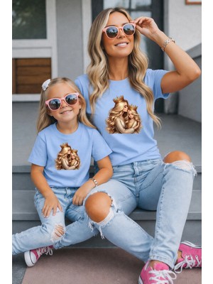 Vodexa Anne Kız Kombin Oversize Tişört Twin T-Shirt %100 Pamuk Rahat Kalıp