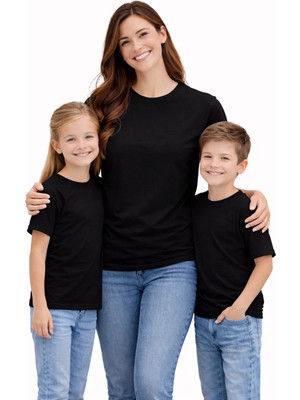 Vodexa Anne Ünisex Çocuk Kombin Oversize Tişört Twin T-Shirt Sadee Baskılı Tekli