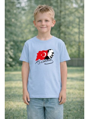 Vodexa 23 Nisan Çocuk Tişört Unısex (Kız-Erkek) %100 Pamuk Baskılı Rahat Kalıp Günlük Bayram T-Shirt