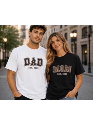 Vodexa Erkek Kadın Kombin Oversize T-Shirt Dad Baskılı %100 Pamuk Tişört Rahat Kalıp