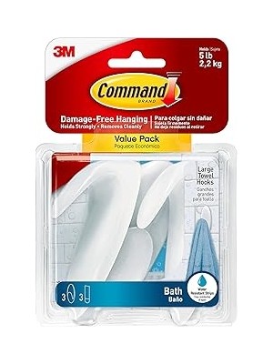 Komut BATH17 3es B Y K El Havlusu Kanca, Value Pack, 3-Kanca, 3-Large Izgili Su Ge Irmez, BATH17-3ES