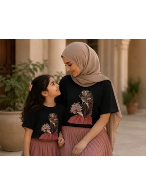 Vodexa Anne Çoçuk Oversize Tişört Kombin Twin T-Shirt %100 Pamuk Rahat Kalıp (Tekli Olarak Satılmaktadır)