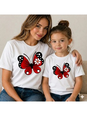 Vodexa Anne Çoçuk Oversize Tişört Kombin Twin T-Shirt %100 Pamuk Rahat Kalıp (Tekli Olarak Satılmaktadır)