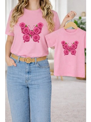Vodexa Anne Kız Kombin Oversize Tişört Twin T-Shirt %100 Pamuk Rahat Kalıp
