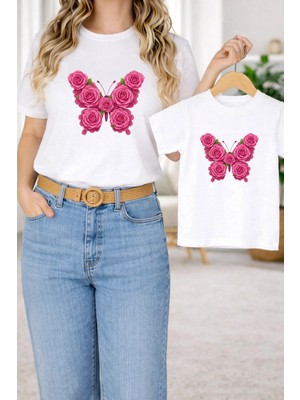 Vodexa Anne Kız Kombin Oversize Tişört Twin T-Shirt %100 Pamuk Rahat Kalıp
