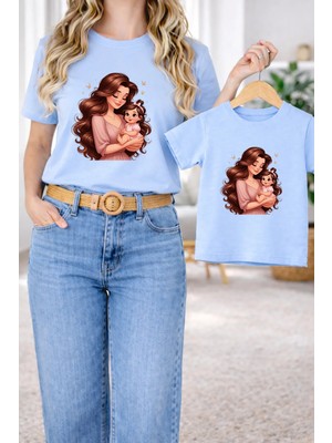 Vodexa Anne Kız Kombin Oversize Tişört Twin T-Shirt %100 Pamuk Rahat Kalıp