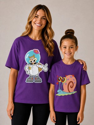 Vodexa Anne Çoçuk Oversize Tişört Kombin Twin T-Shirt %100 Pamuk Rahat Kalıp (Tekli Olarak Satılmaktadır)