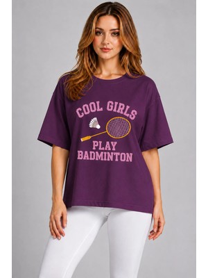 Vodexa Unisex Oversize Tennis Baskılı T-Shirt %100 Pamuk Tenis Temalı Rahat Kalıp Kısa Kollu Tişört