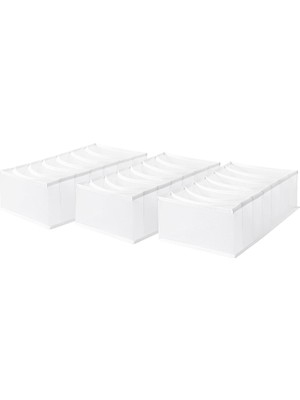 Ocean Home Textile 3'lü 7 Bölmeli Beyaz Renk File Çekmece Içi Düzenleyici Set