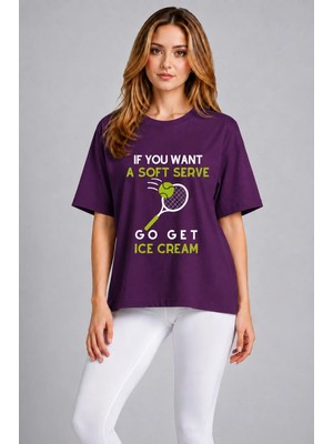 Vodexa Unisex Oversize Tennis Baskılı T-Shirt %100 Pamuk Tenis Temalı Rahat Kalıp Kısa Kollu Tişört