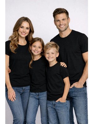 Vodexa Aile Çocuk Kombin Oversize Tişört Twin T-Shirt Karışık Sade Baskılı (Tekli Satılmaktadır)