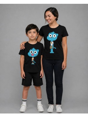 Vodexa Anne Erkek Çoçuk Kombin Sade Oversize Tişört Twin T-Shirt %100 Pamuk Rahat Kalıp (Tekli Satılmaktadır)