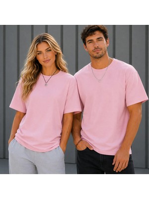 Vodexa Erkek Kadın Kombin Oversize T-Shirt Sade Baskılı %100 Pamuk Tişört Rahat Kalıp (Tekli Satılmaktadır)