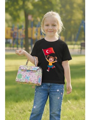 Vodexa 23 Nisan Çocuk Tişört Unısex (Kız-Erkek) %100 Pamuk Baskılı Rahat Kalıp Günlük Bayram T-Shirt