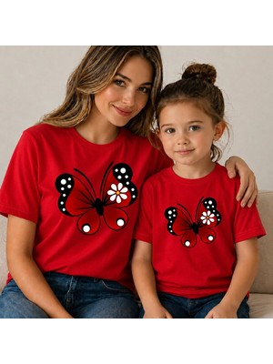 Vodexa Anne Çoçuk Oversize Tişört Kombin Twin T-Shirt %100 Pamuk Rahat Kalıp (Tekli Olarak Satılmaktadır)