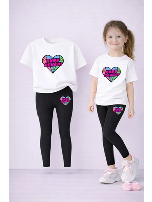 Vodexa Tayt-T-Shirt Takım Anne Kız Kombin %100 Pamuk Esnek Rahat Günlük Spor Kombin