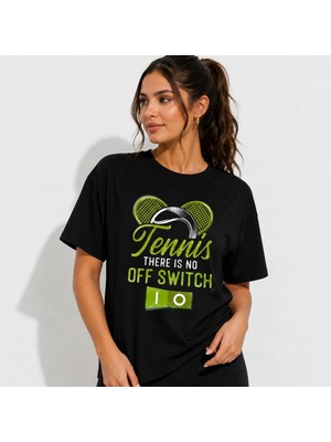 Vodexa Unisex Oversize Tennis Baskılı T-Shirt %100 Pamuk Tenis Temalı Rahat Kalıp Kısa Kollu Tişört