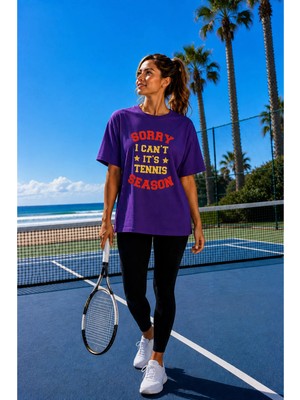 Vodexa Unisex Oversize Tennis Baskılı T-Shirt %100 Pamuk Tenis 29 Temalı Rahat Kalıp Kısa Kollu Tişört