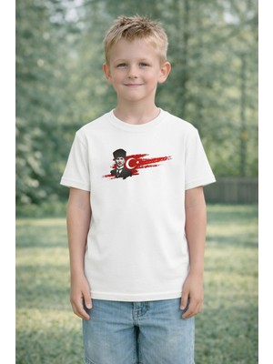 Vodexa 23 Nisan Çocuk Tişört Unısex (Kız-Erkek) %100 Pamuk Baskılı Rahat Kalıp Günlük Bayram T-Shirt