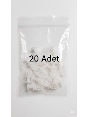 Geçmeli Perde Ruleti, Beyaz, Plastik, Perde Askısı +A Kalite (20 Adet)