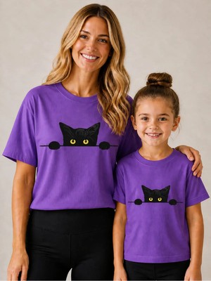 Vodexa Anne Çoçuk Oversize Tişört Kombin Twin T-Shirt %100 Pamuk Rahat Kalıp (Tekli Olarak Satılmaktadır)