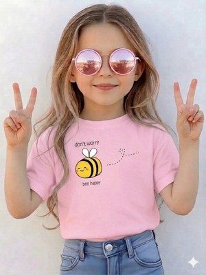 Vodexa Oversize Çocuk Genç Tişört %100 Pamuk Baskılı Rahat Kalıp Günlük Şık T-Shirt