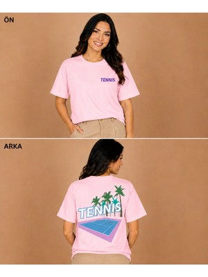 Vodexa Ünisex Oversize T-Shirt Tennis 6 Baskılı %100 Pamuk Tişört Rahat Kalıp