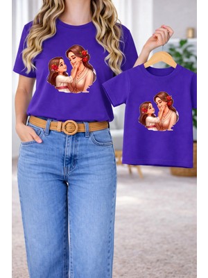Vodexa Anne Kız Kombin Oversize Tişört Twin T-Shirt %100 Pamuk Rahat Kalıp