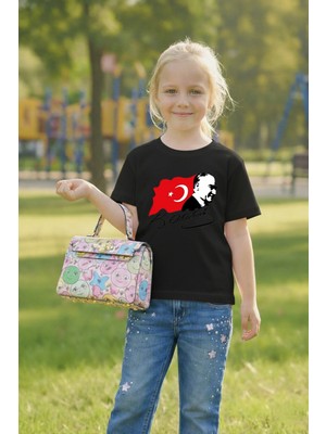 Vodexa 23 Nisan Çocuk Tişört Unısex (Kız-Erkek) %100 Pamuk Baskılı Rahat Kalıp Günlük Bayram T-Shirt