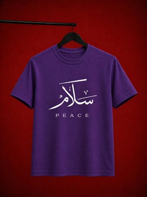 Vodexa Ünisex Oversize T-Shirt Barış Baskılı %100 Pamuk Tişört Rahat Kalıp