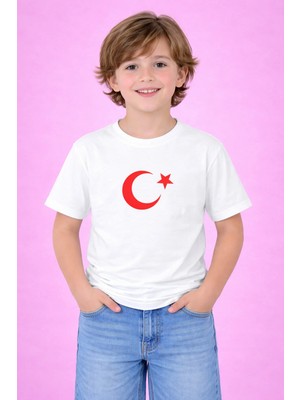 Vodexa Ünisex Türkiye Baskılı Çocuk Tişört %100 Pamuk Yazlık Çocuk T-Shirt