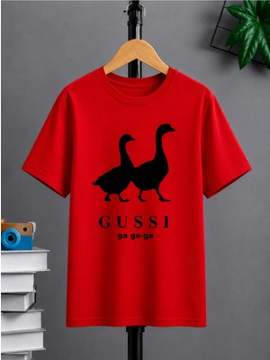 Vodexa Ünisex Oversize T-Shirt Gussı Baskılı %100 Pamuk Tişört Rahat Kalıp