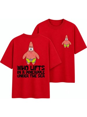 Vodexa Erkek Oversize T-Shirt Deniz Yıldızı Baskılı %100 Pamuk Tişört Rahat Kalıp