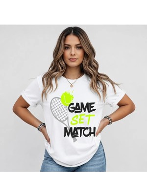 Vodexa Ünisex Oversize T-Shirt Tennis 4 Baskılı %100 Pamuk Tişört Rahat Kalıp