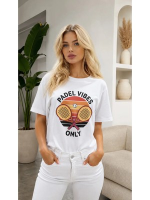 Vodexa Unisex Oversize Tennis Baskılı T-Shirt %100 Pamuk Tenis Temalı Rahat Kalıp Kısa Kollu Tişört