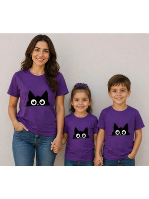 Vodexa Anne Çocuk Kombin Oversize Tişört Twin T-Shirt %100 Pamuk Rahat Kalıp