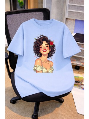 Vodexa Oversize Çocuk Genç Tişört %100 Pamuk Baskılı Rahat Kalıp Günlük Şık T-Shirt