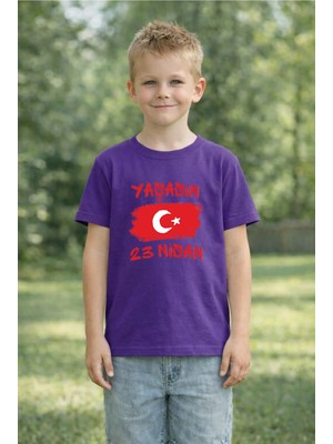 Vodexa Çocuk T-Shirt 23 Nisan Egemenlik ve Çocuk Bayramı Tişört Unisex %100 Pamuk Baskılı Rahat Kalıp