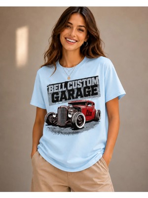 Vodexa Ünisex Oversize T-Shirt Bell Baskılı %100 Pamuk Tişört Rahat Kalıp