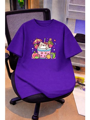 Vodexa Oversize Çocuk Genç Tişört %100 Pamuk Baskılı Rahat Kalıp Günlük Şık T-Shirt