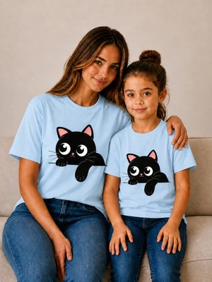 Vodexa Anne Çoçuk Oversize Tişört Kombin Twin T-Shirt %100 Pamuk Rahat Kalıp (Tekli Olarak Satılmaktadır)