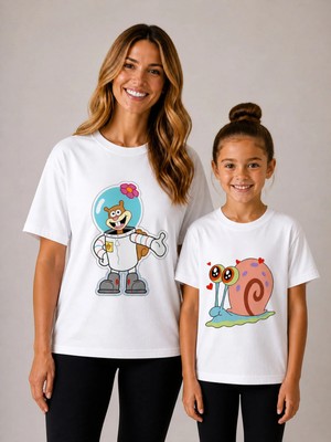 Vodexa Anne Çoçuk Oversize Tişört Kombin Twin T-Shirt %100 Pamuk Rahat Kalıp (Tekli Olarak Satılmaktadır)
