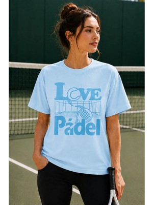 Vodexa Unisex Oversize Tennis Baskılı T-Shirt %100 Pamuk Tenis Temalı Rahat Kalıp Kısa Kollu Tişört