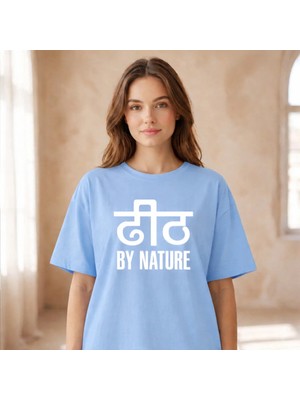 Vodexa Kadın Oversize T-Shirt By Nature Baskılı %100 Pamuk Tişört Rahat Kalıp