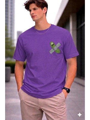 Vodexa Ünisex Oversize T-Shirt Plankton Baskılı %100 Pamuk Tişört Rahat Kalıp