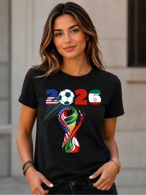 Vodexa Ünisex Oversize T-Shirt Dünya Kupası Baskılı %100 Pamuk Tişört Rahat Kalıp