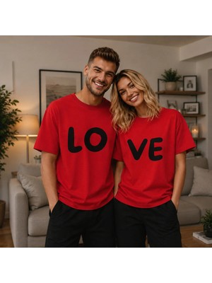 Vodexa Ünisex Oversize T-Shirt Love Baskılı %100 Pamuk Tişört Rahat Kalıp (Ürünler Tekli Satılmaktadır)